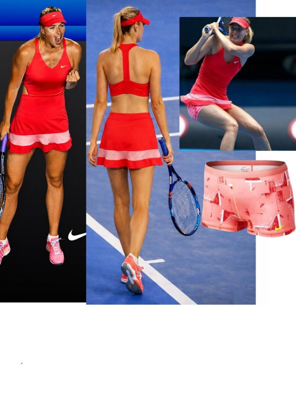 NWT STRIKING Nike Maria Sharapova Tennis DRESS w/ BRA + SHORTSs skirt S Small
